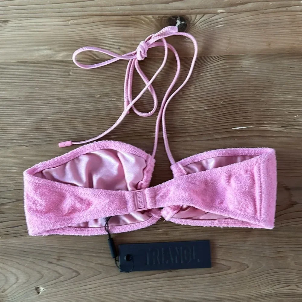 triangl swimwear Pink Terry Cloth Bandeau & Tie Bikini